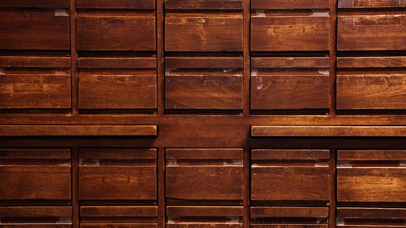 Panelled wooden surface with repeating sections